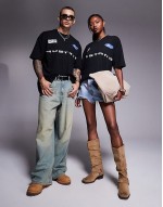 unisex boxy oversized license t-shirt with Ford Mustang prints in black