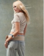 ribbed tie front short sve top in beige