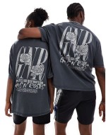 unisex oversized band tee in washed black with Guns N Roses graphic prints