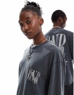 unisex oversized band tee in washed black with Guns N Roses graphic prints
