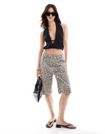 linen look halter open back crop top in black