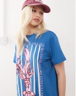 lobster print oversized t-shirt in blue
