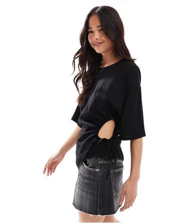 asymmetric top with cut out side detail in black
