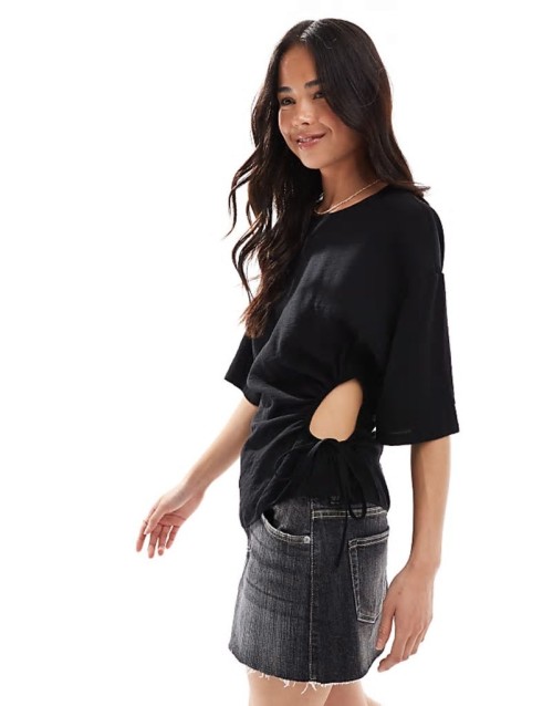 asymmetric top with cut out side detail in black