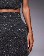 boucle sculpted balloon mini skirt in black co ord