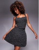 boucle sculpted balloon mini skirt in black co ord