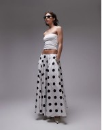 poplin volume circle maxi skirt in polka dot