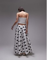 poplin volume circle maxi skirt in polka dot