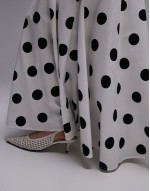 poplin volume circle maxi skirt in polka dot