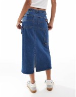 classic carpenter midi skirt in blue