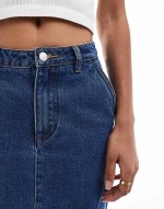 classic carpenter midi skirt in blue