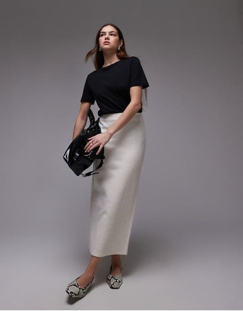 midi skirt in light beige