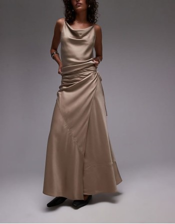 Premium satin co-ord in champagne