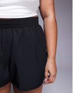 Curve Icon woven quick dry running shorts with zip phone pocket in black
