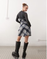 bandeau mini dress in brushed mono check