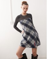 bandeau mini dress in brushed mono check