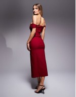 sweetheart midaxi dress in burgundy