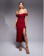 sweetheart midaxi dress in burgundy