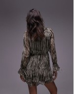 zebra print mini dress in green