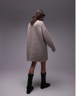 knitted oversized crew mini dress with exposed seam detail in oat