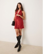 jacquard halter mini dress