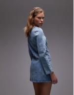 cocoon sve cinch dress in floral mid wash blue