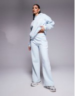 wavy back print logo hoodie and wide leg joggers co-ord in mint
