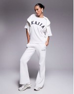 oversized logo hoodie and wide leg jogger co-ord in grey marl