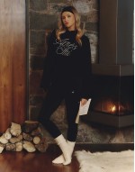 x Felicia Wedin Apres Ski Apres Ski embroidered knitted hoodie and wide leg trousers co-ord in black